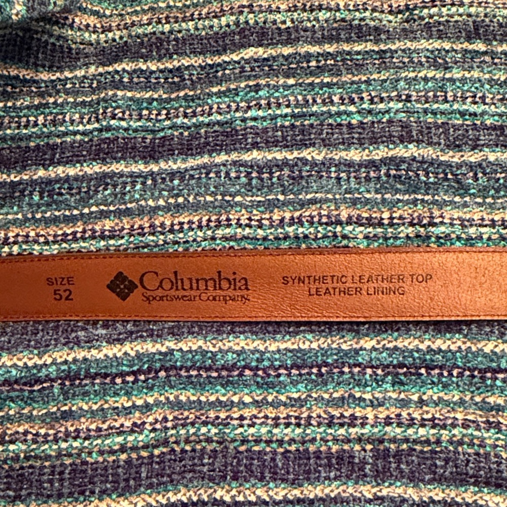 Columbia Brown Leather Belt with Embossed Logo